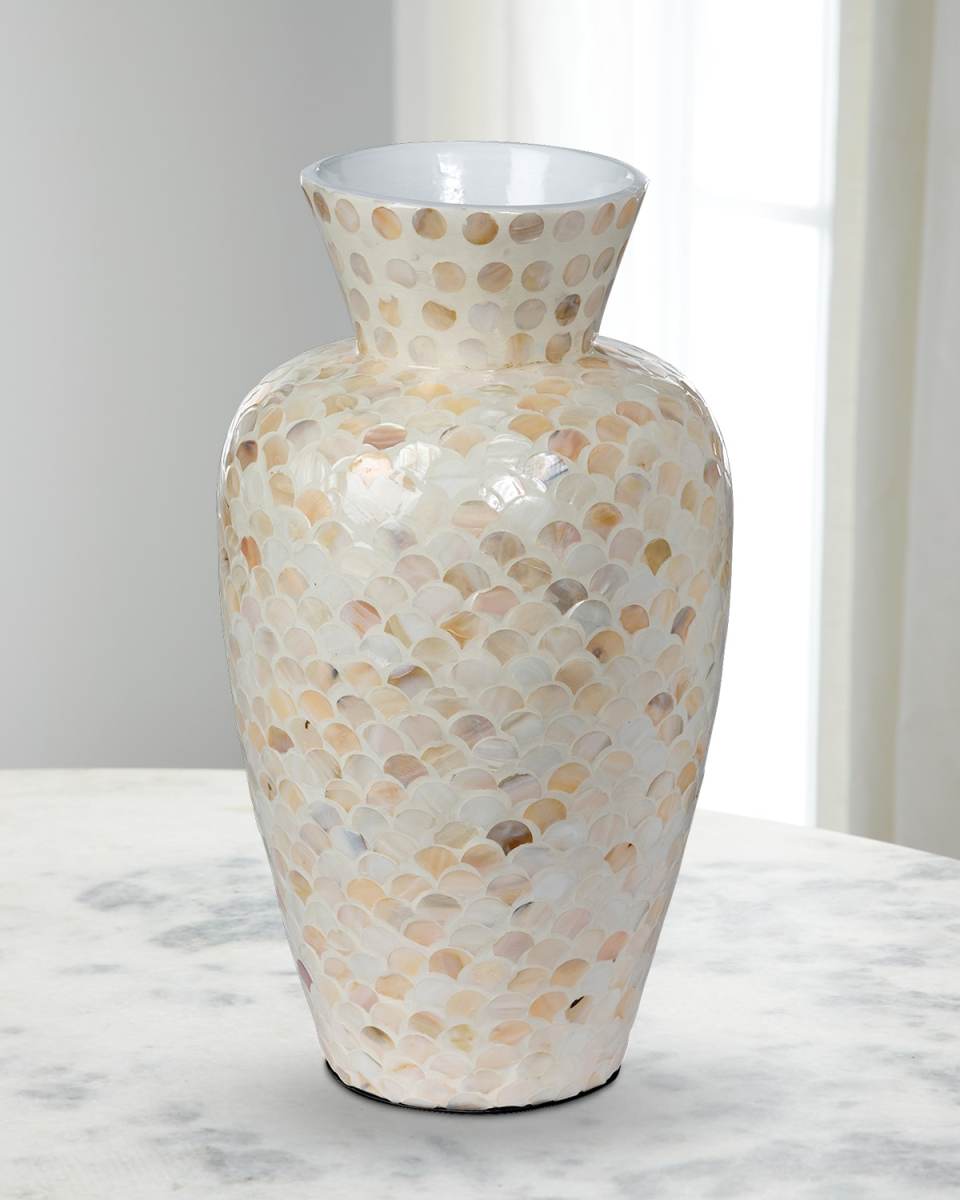 Capraia Coast Mother-of-Pearl Mosaic Vase, 16"